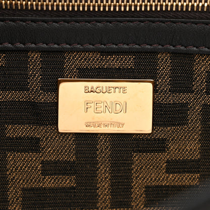 Fendi Fabric Jacquard FF 1974 Medium Baguette Tobacco Moro Black 5 of 10