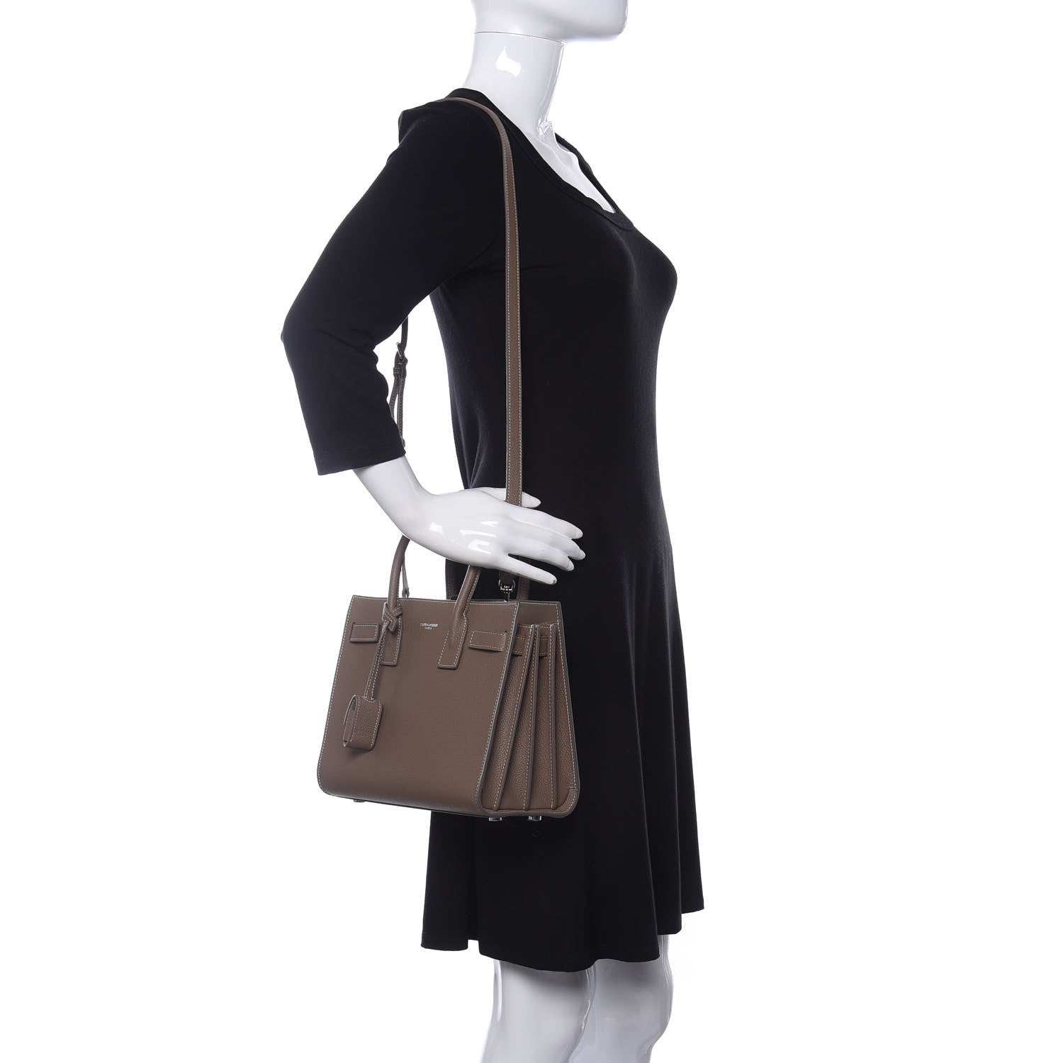 Saint Laurent Grained Calfskin Topstich Baby Sac De Jour Taupe 2 of 9
