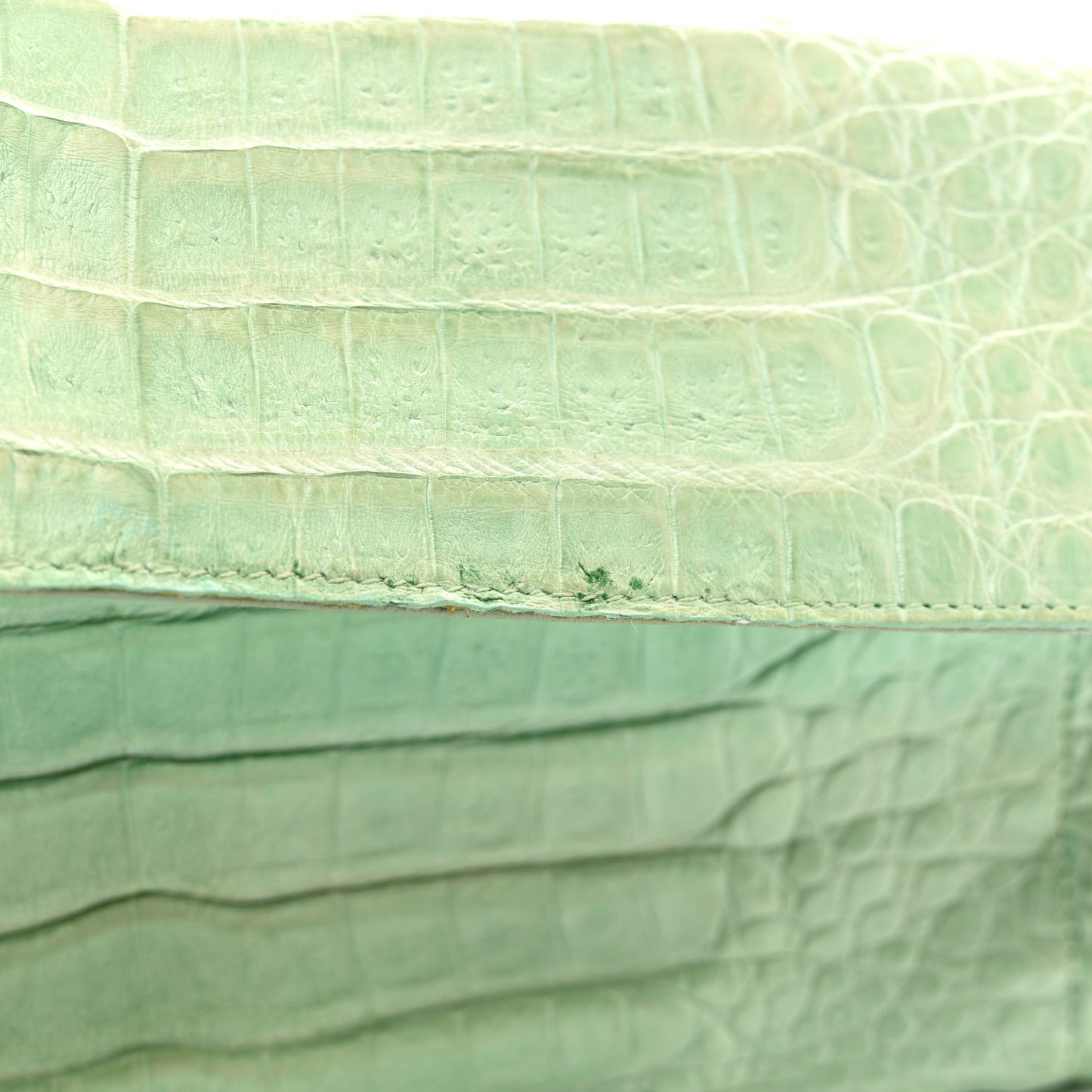 Crocodile Foldover Clutch Seafoam