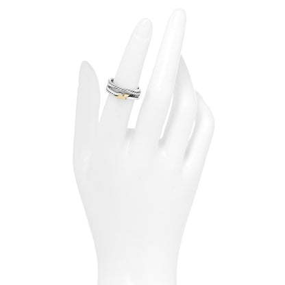 David Yurman Sterling Silver 18K Yellow Gold 6mm X Crossover Ring 52 6 2 of 4