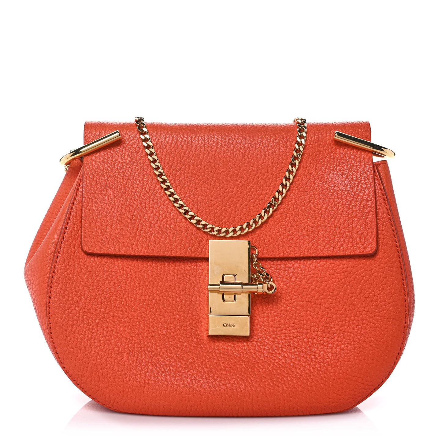Grained Lambskin Mini Drew Shoulder Bag Foxy Orange