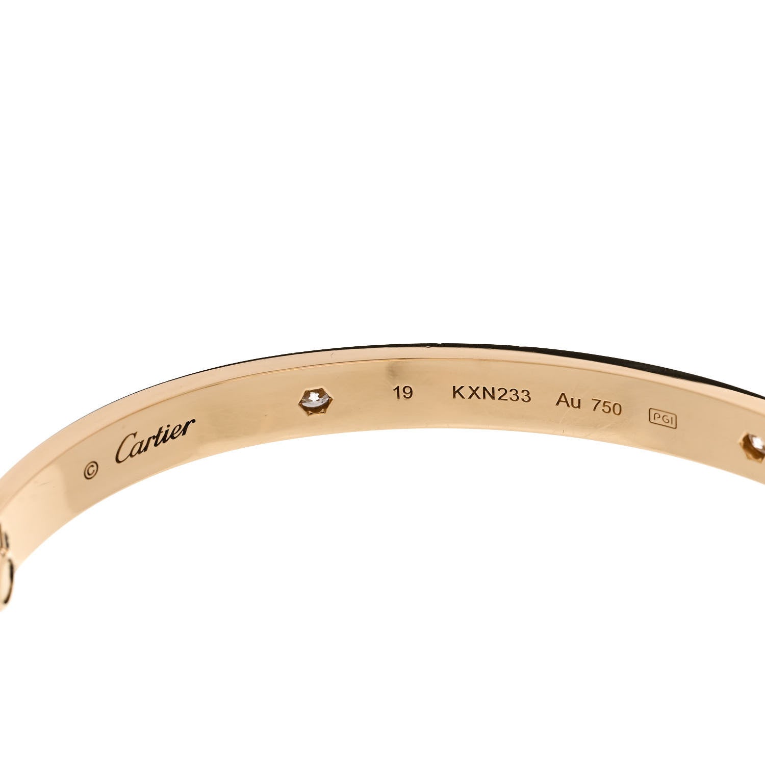 Cartier 18K Yellow Gold 4 Diamond LOVE Bracelet 19 6 of 9