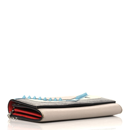 Fendi Vitello Elite Monster Eyes Studded Continental Wallet On Chain Carbone White Multicolor 3 of 6