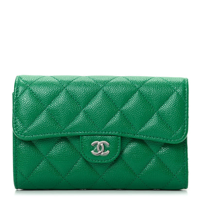 Chanel Caviar Quilted Medium Flap Wallet Green 1 of 8