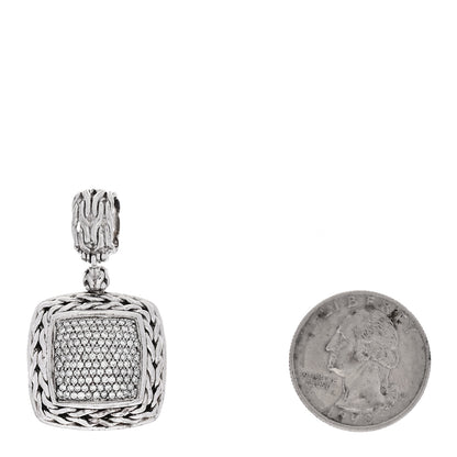 John Hardy Sterling Silver Diamond 24mm Classic Chain Pave Enhancer Pendant 2 of 3