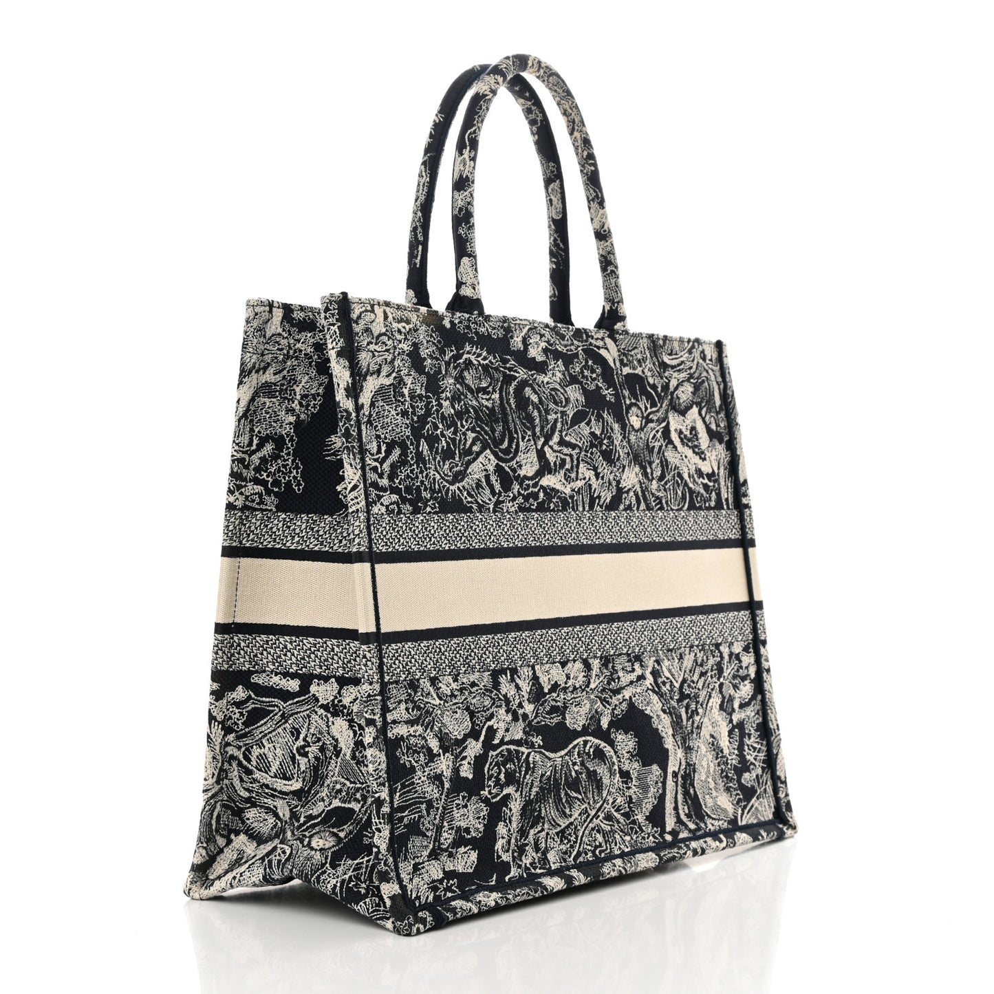 Canvas Embroidered Large Dioriviera Toile De Jouy Reverse Book Tote Blue