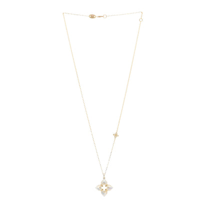 Roberto Coin 18K Yellow Gold Diamond Mother of Pearl Venetian Princess Cabochon Flower Pendant Necklace 3 of 4