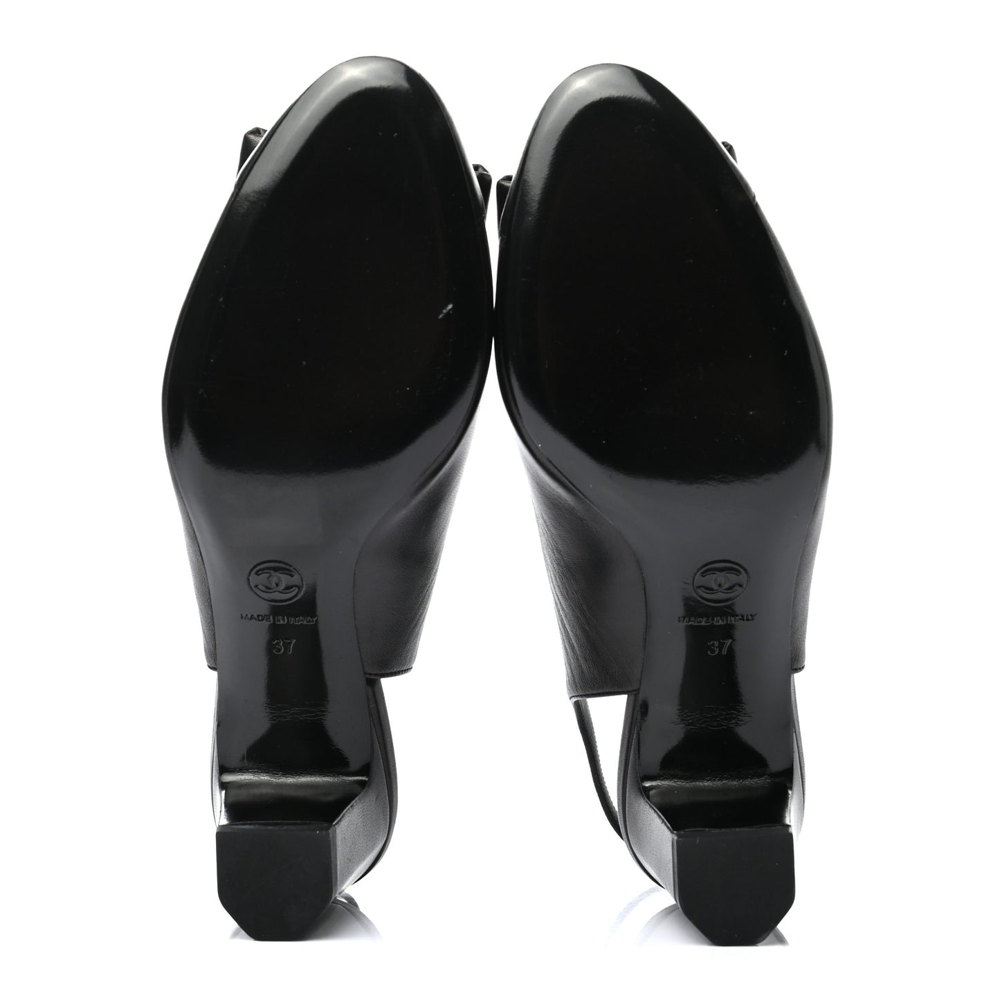 Lambskin Slingback Bow Pumps 37 Black