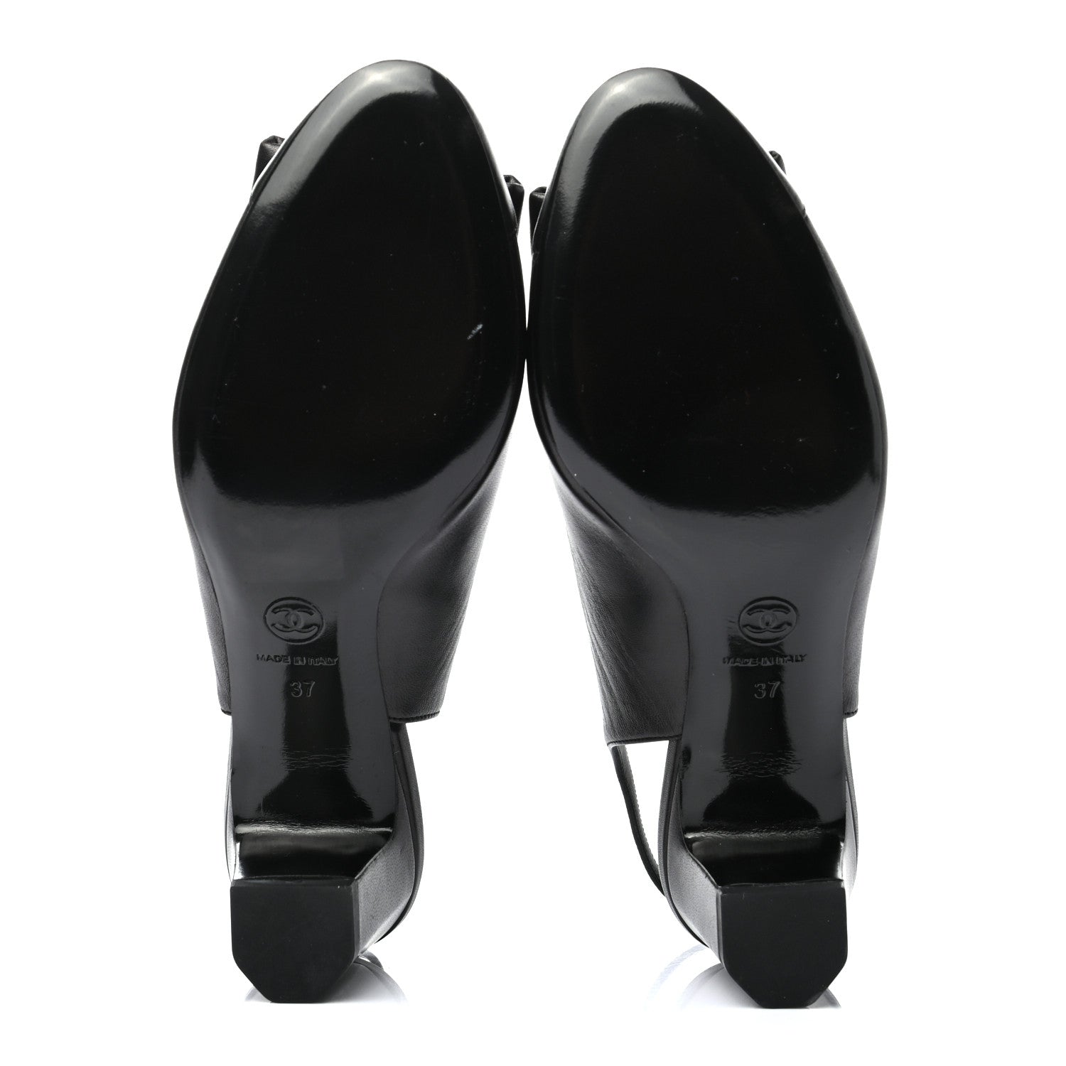 Chanel Lambskin Slingback Bow Pumps 37 Black 5 of 8