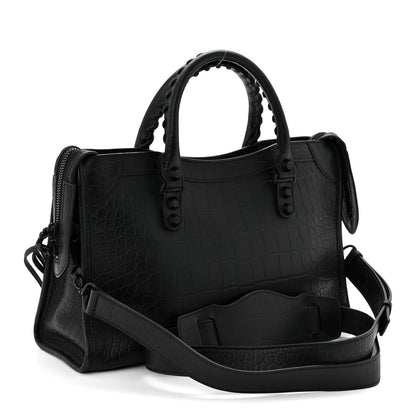 Balenciaga Matte Supple Lambskin Crocodile Embossed Classic Black Hardware S City Black 3 of 10