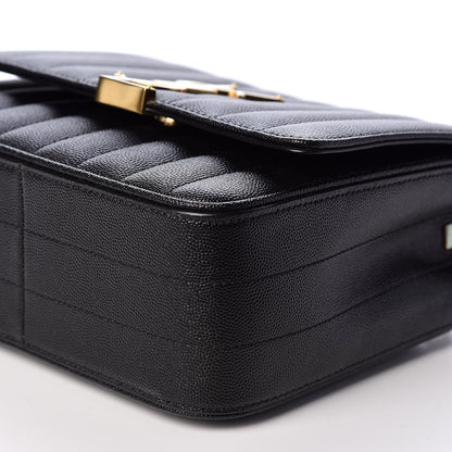Saint Laurent Grain De Poudre Matelasse Monogram Medium Vicky Chain Bag Black 8 of 9