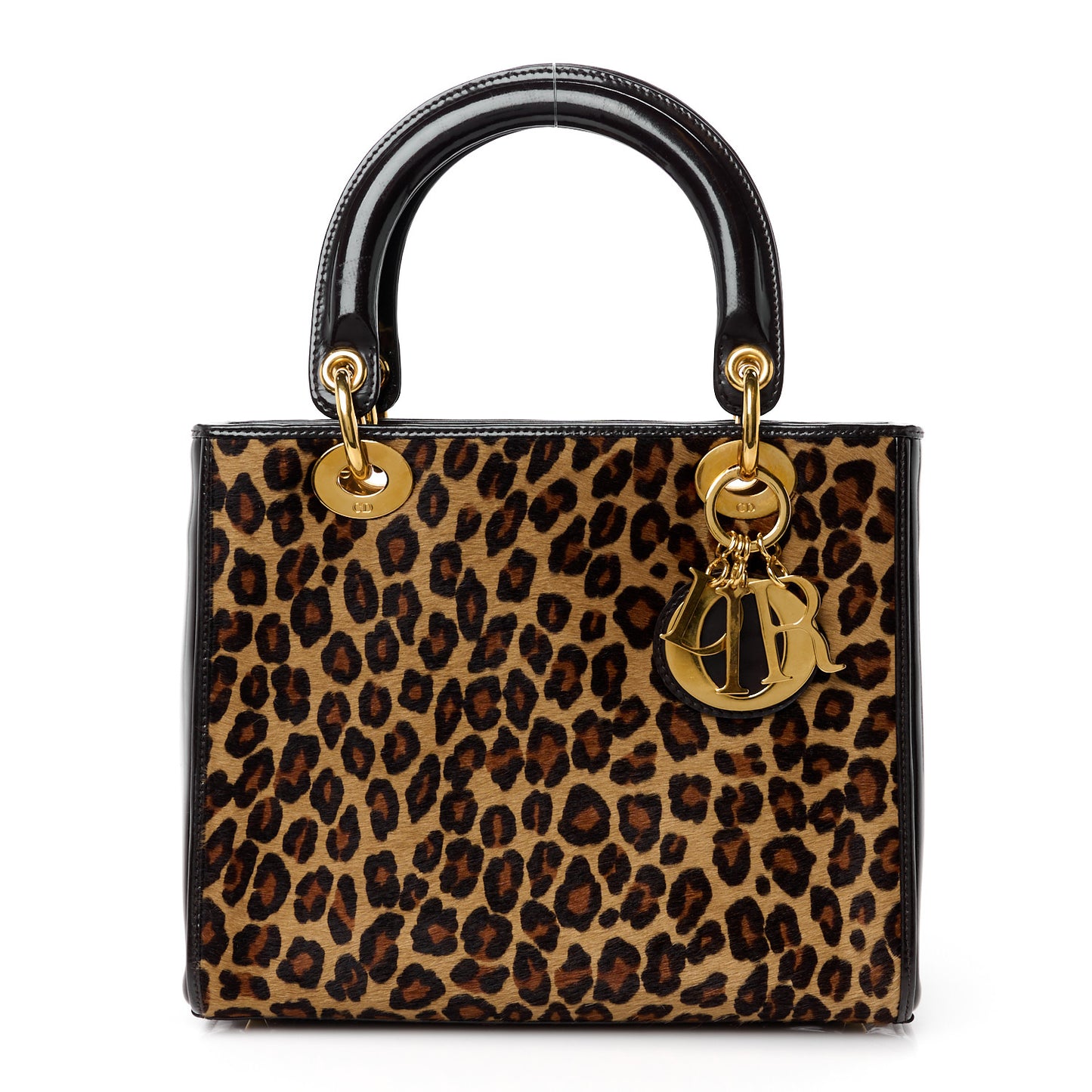 Patent Pony Hair Leopard Print Medium Lady Dior