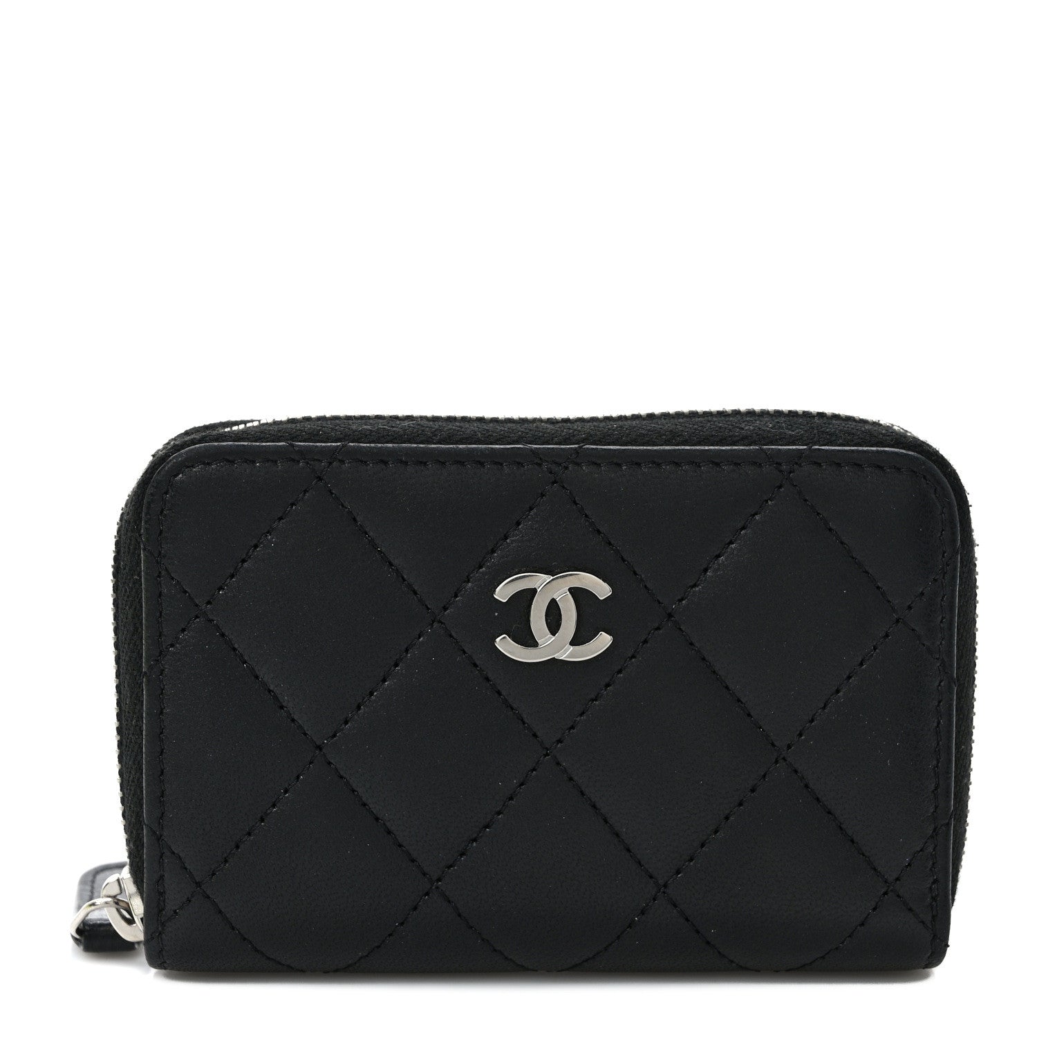Chanel Lambskin Quilted Zip Coin Purse Black 1 of 7
