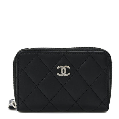 Chanel Lambskin Quilted Zip Coin Purse Black 1 of 7