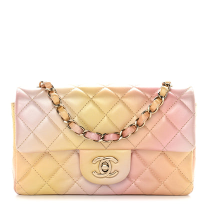 Chanel Lambskin Quilted Tie Dye Ombre Mini Rectangular Flap Yellow Multicolor 1 of 13