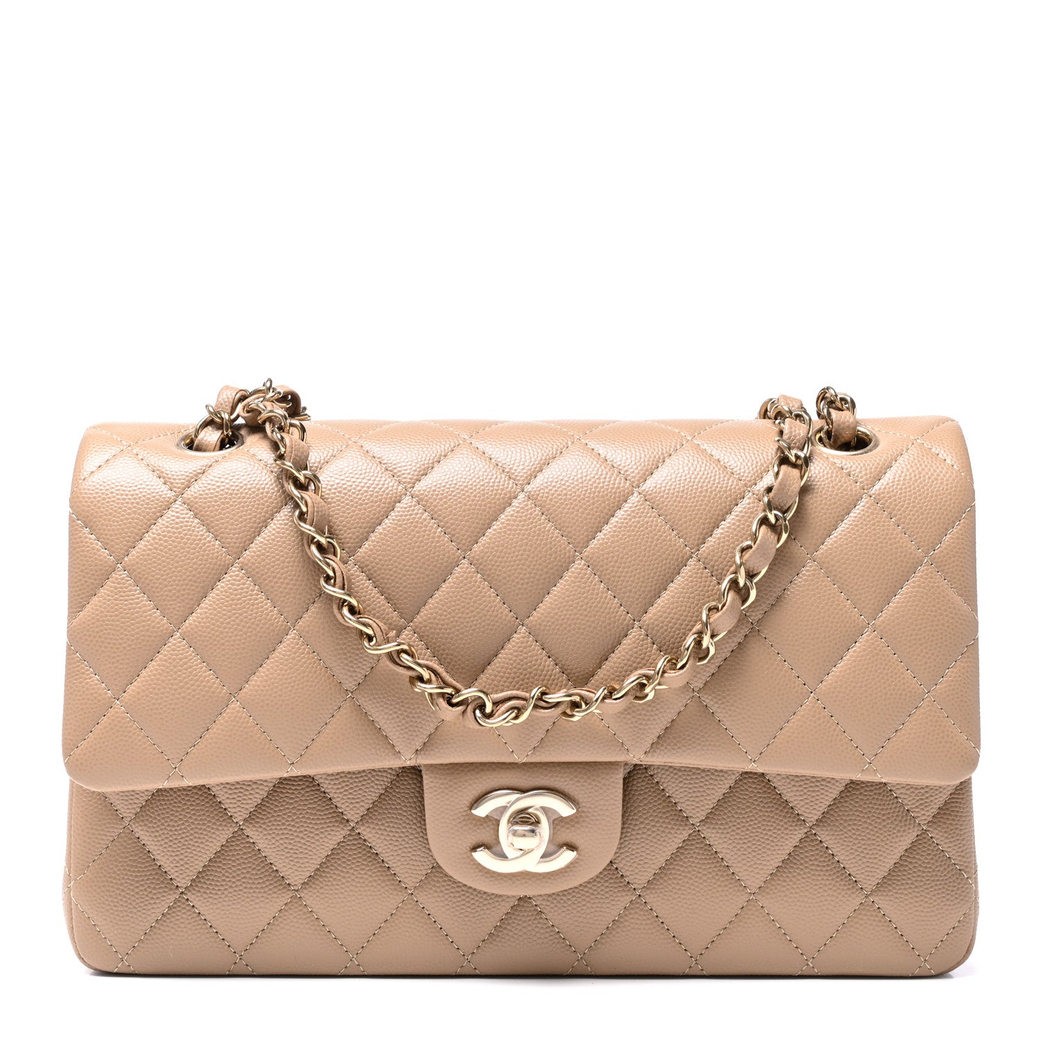 Chanel Caviar Quilted Medium Double Flap Dark Beige 1 of 10