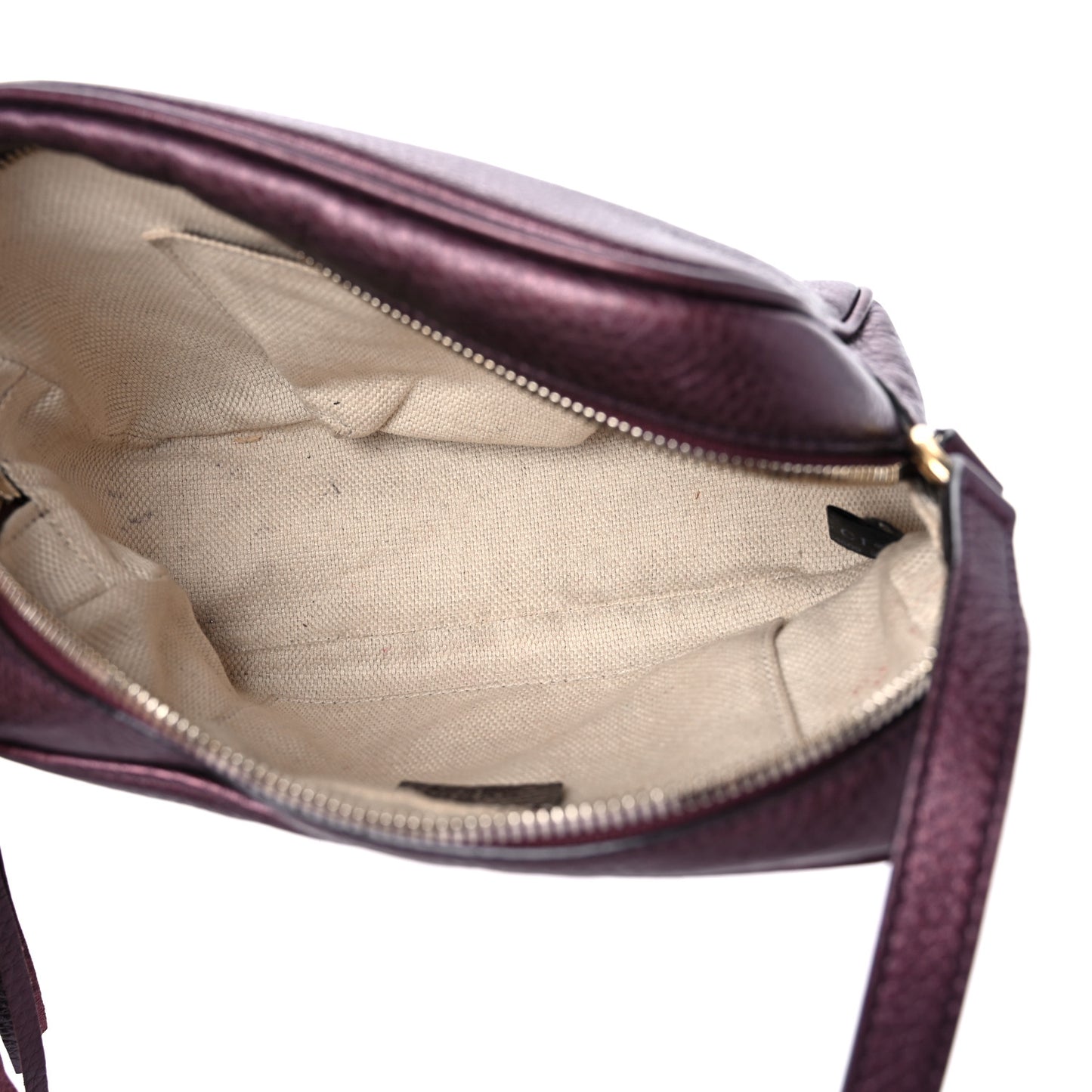 Metallic Pebbled Calfskin Small Soho Disco Bag Burgundy