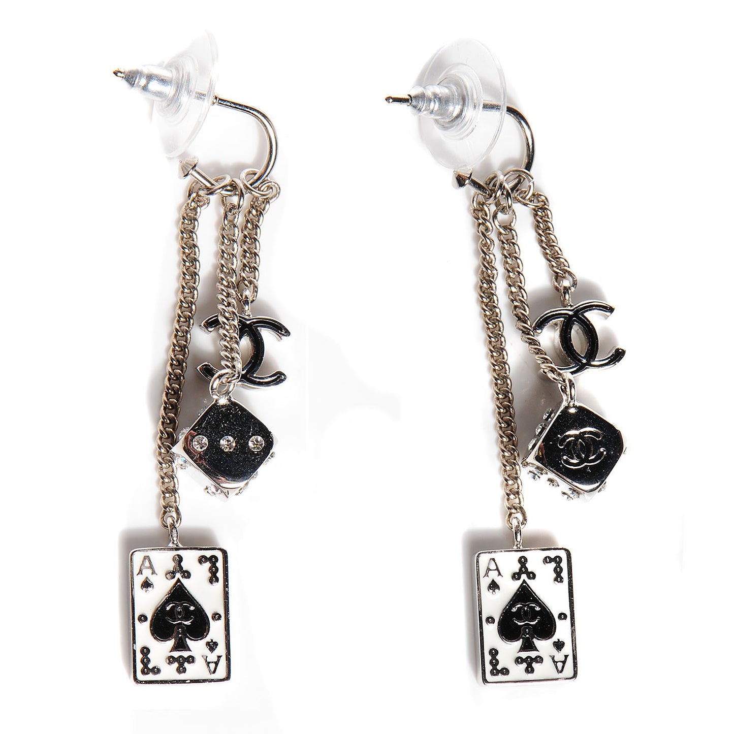Crystal Las Vegas CC Charm Earrings Silver