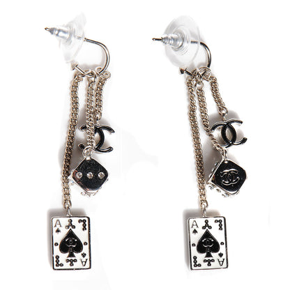Chanel Crystal Las Vegas CC Charm Earrings Silver 3 of 3