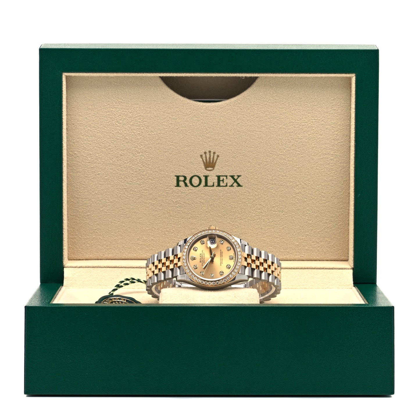 Stainless Steel 18K Yellow Gold Diamond Bezel 31mm Oyster Perpetual Datejust Watch Champagne 278383RBR