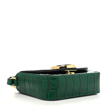 Chloe Calfskin Crocodile Embossed Mini C Double Carry Woodsy Green 4 of 10
