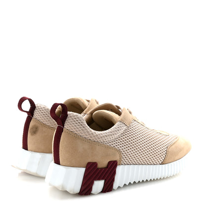 Hermes Air Mesh Suede Goatskin Bouncing Sneakers 38 Beige Argile 5 of 10