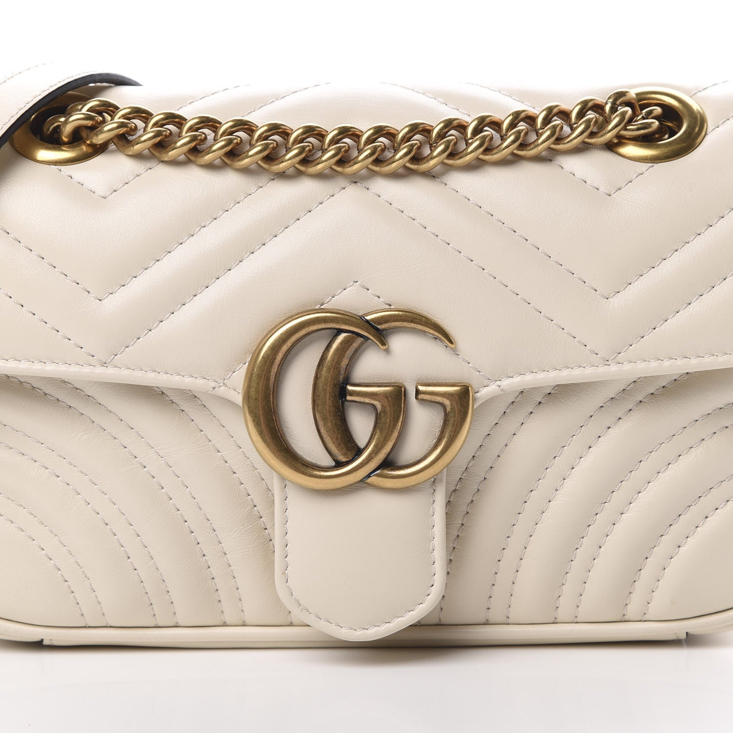 Gucci Calfskin Matelasse Mini GG Marmont Shoulder Bag White 8 of 10