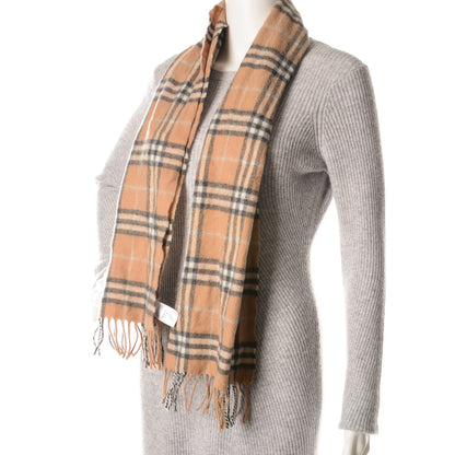 Burberry Lambswool Check Fringe Scarf Beige 2 of 4