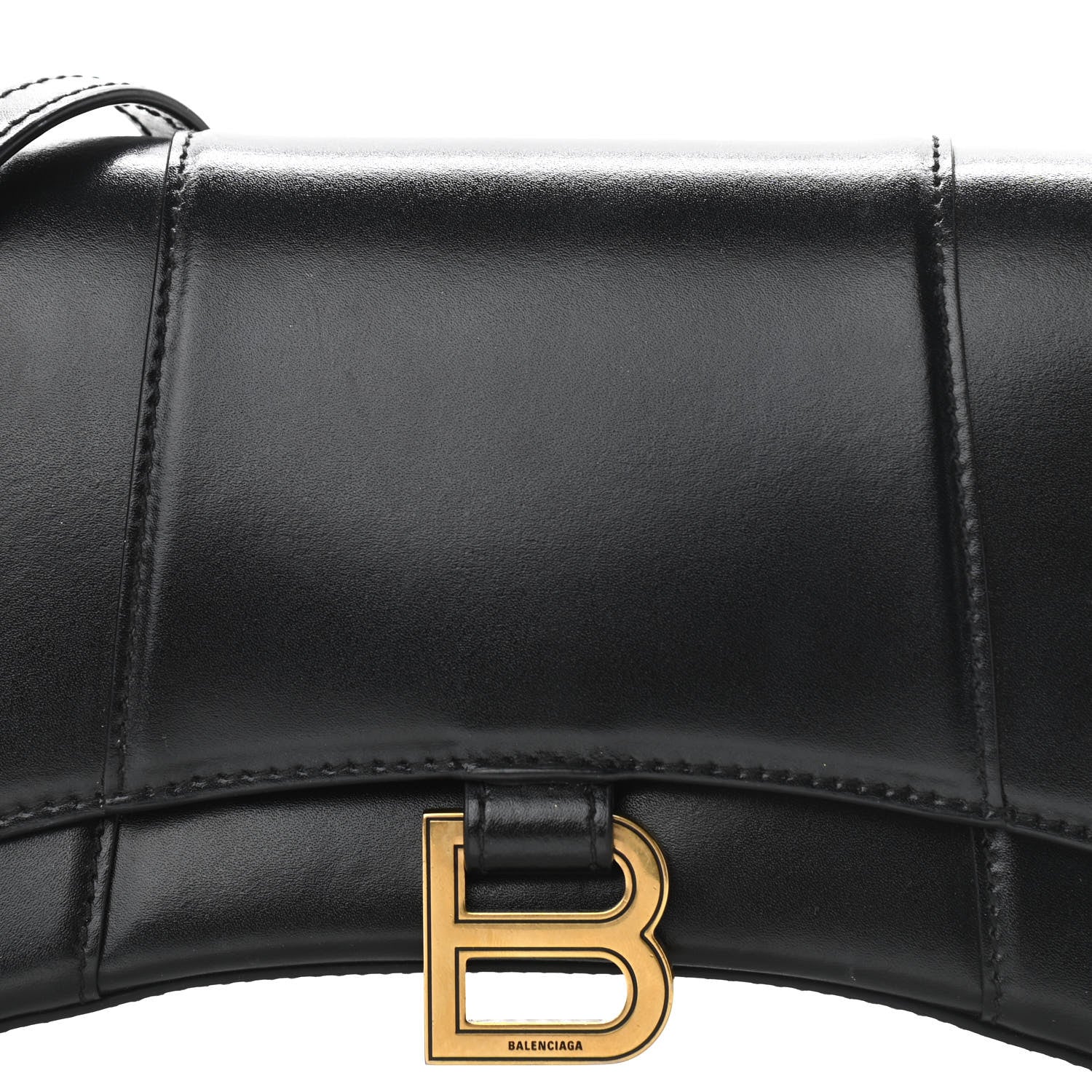 Balenciaga Shiny Box Calfskin Small Hourglass Evening Chain Bag Black 7 of 9