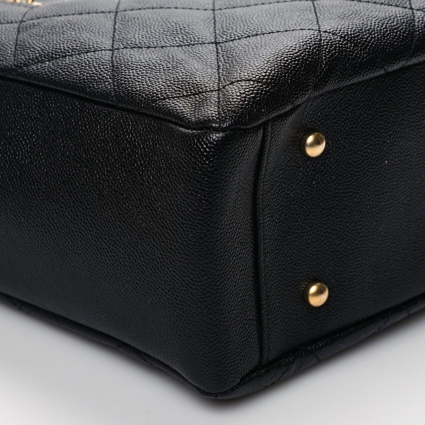 Caviar Quilted Small Shopping Tote Black