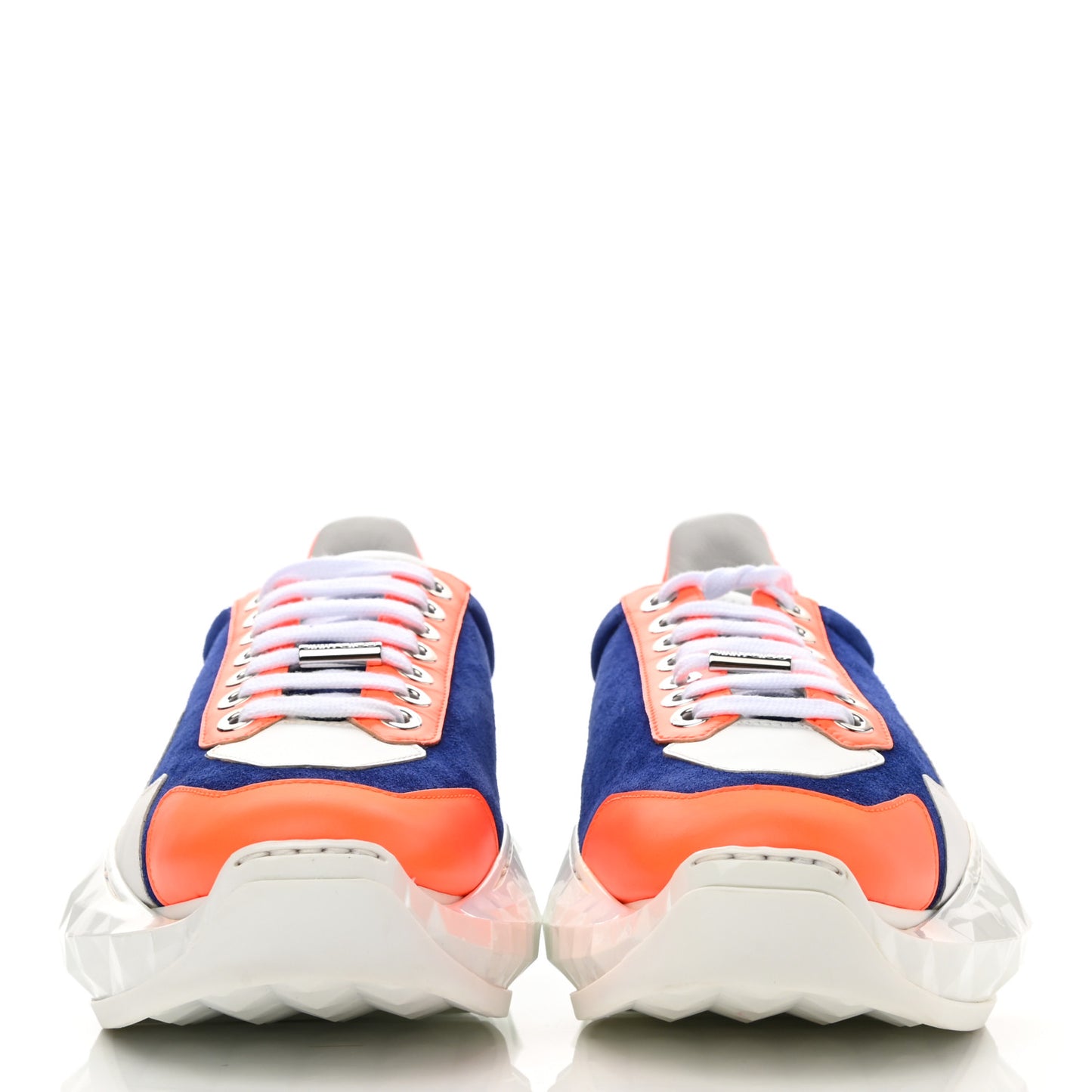 Suede Calfskin Diamond Low Top Sneaker 40 Cobalt Neon Orange