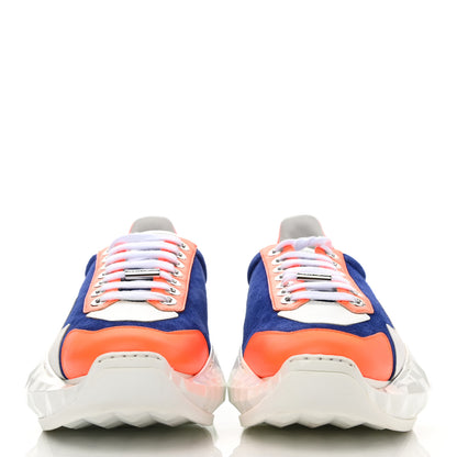 Jimmy Choo Suede Calfskin Diamond Low Top Sneaker 40 Cobalt Neon Orange 2 of 10