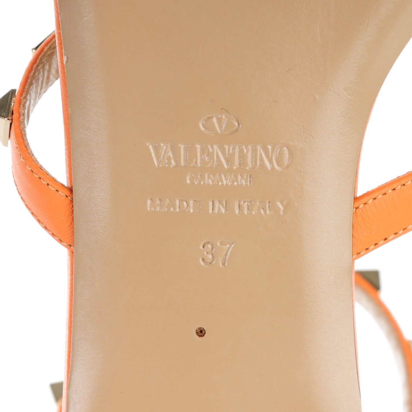 Nappa Rockstud Ankle Strap Flat Sandals 37 Melon Sorbet