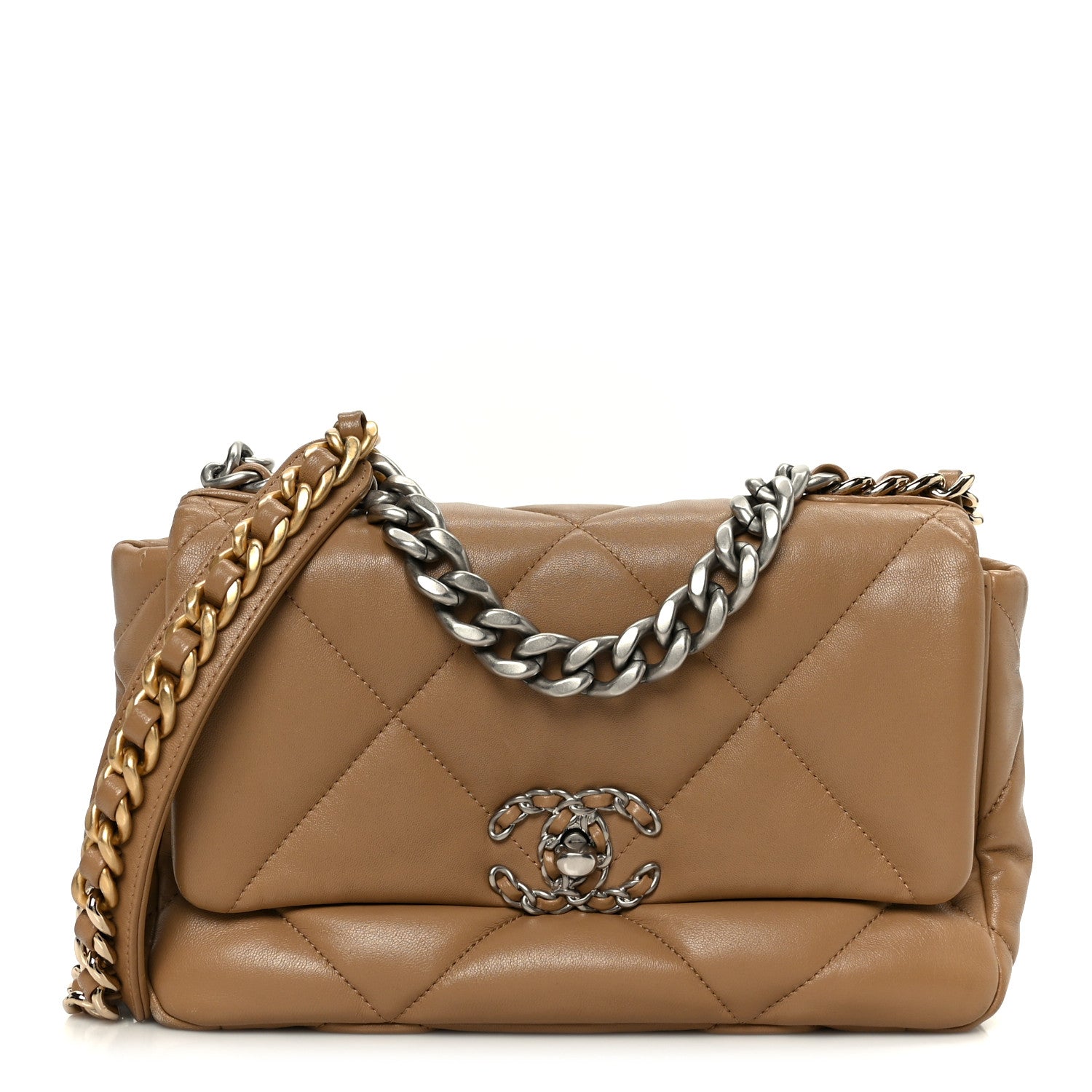 Chanel Lambskin Quilted Medium Chanel 19 Flap Dark Beige 1 of 10
