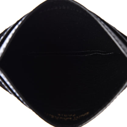 Saint Laurent Grain De Poudre Matelasse Chevron Monogram Credit Card Case Black 5 of 7