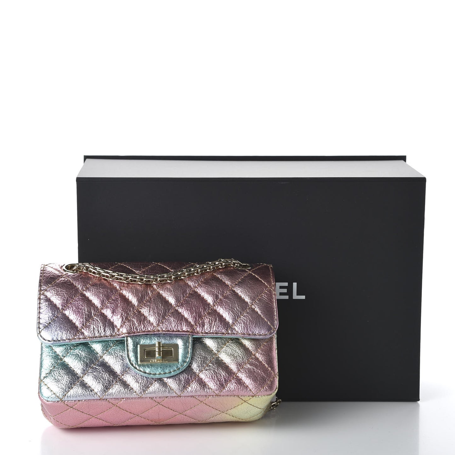 Metallic Goatskin Quilted Mini 2.55 Reissue Flap Multicolor