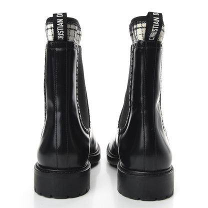 Christian Dior Calfskin Tartan D-Order Low Boot 36.5 Black Off White 6 of 8