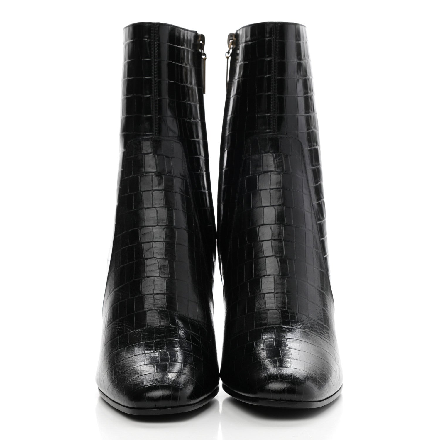 Saint Laurent Shiny Crocodile Embossed Jane 90 Zip Booties 39.5 Black 2 of 9