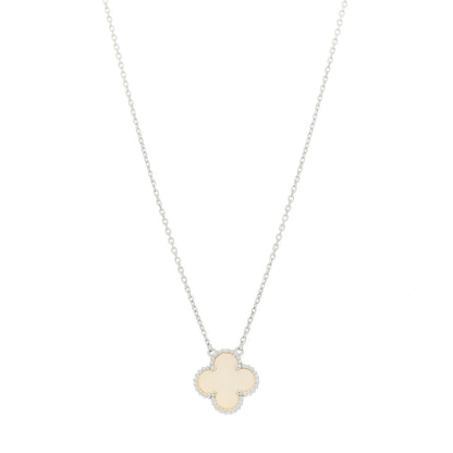 Van Cleef & Arpels 18K White Gold Mother Of Pearl Vintage Alhambra Pendant Necklace 1 of 5
