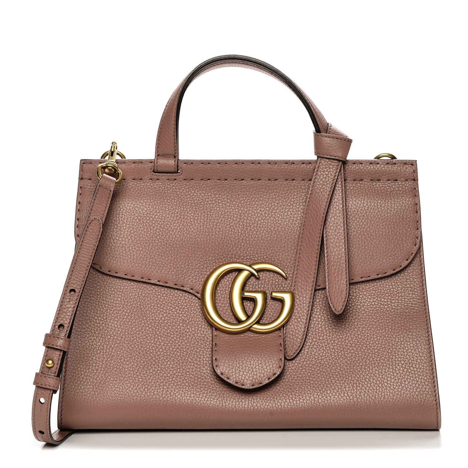 Gucci Calfskin Small GG Marmont Top Handle Bag Rosy Phard 1 of 7