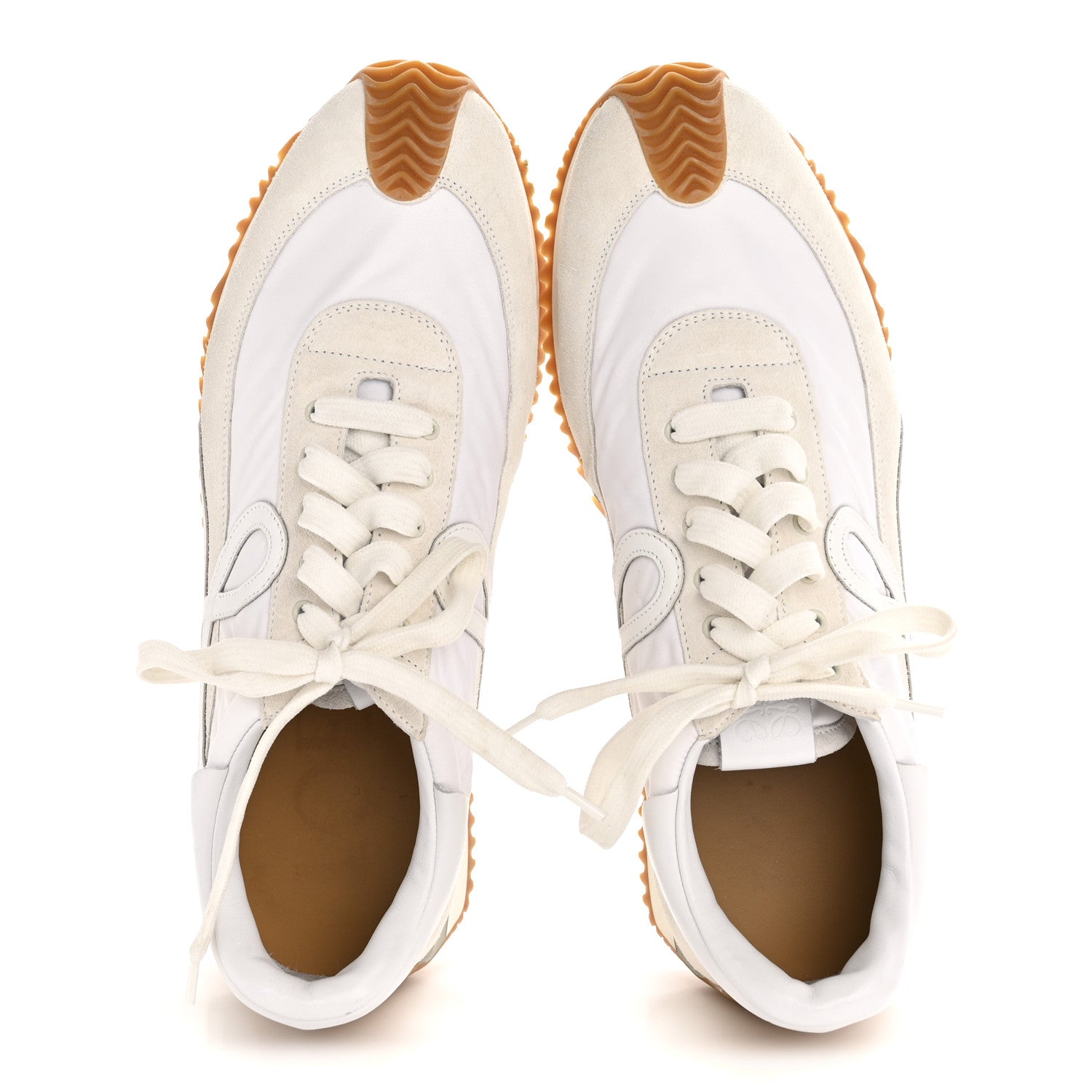 Loewe Nylon Suede Mens Flow Retro Runner Sneakers 45 White Dark Green 43 White 2 of 10