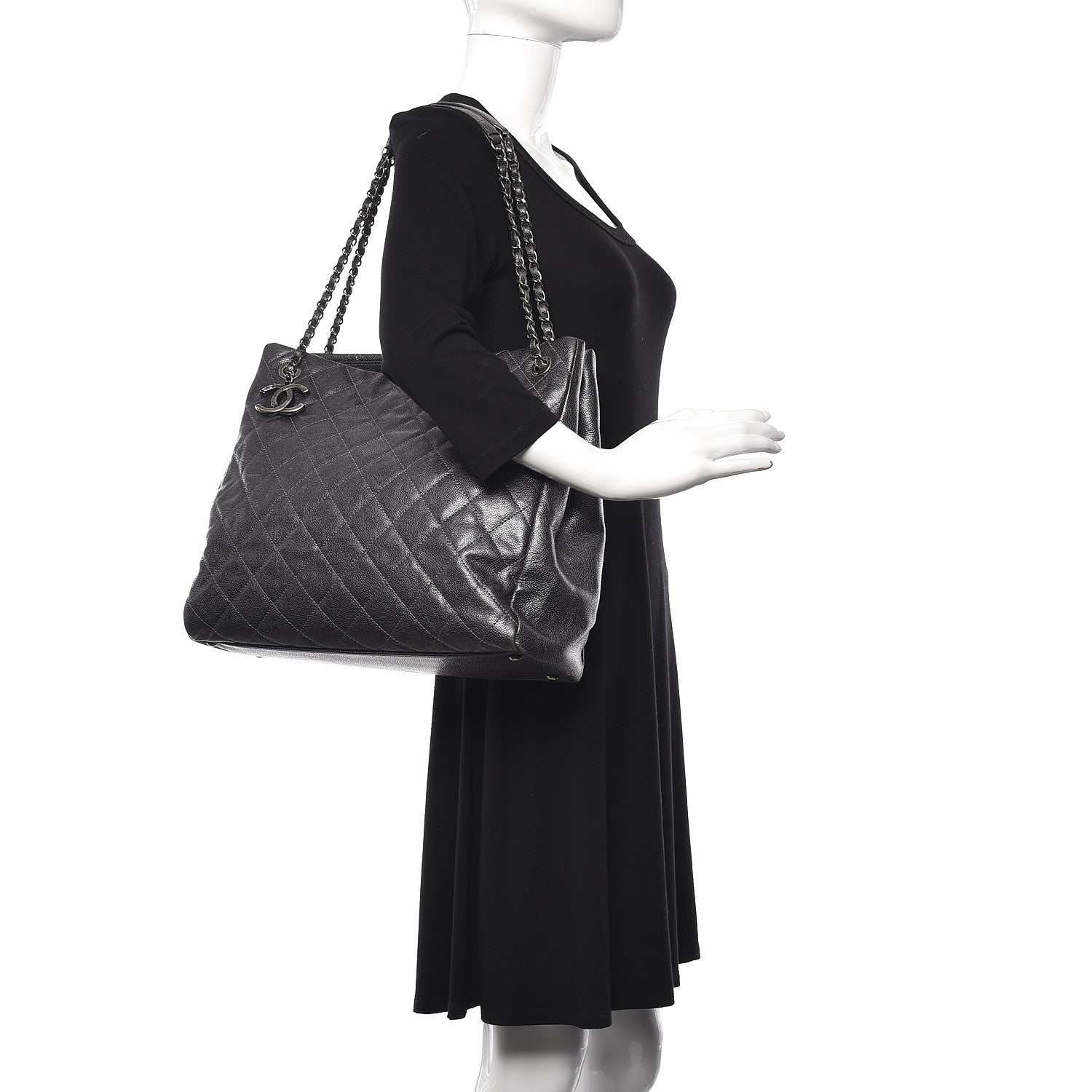 Chanel Iridescent Caviar Quilted Tall Chic Shopping Tote Argent 2 of 11