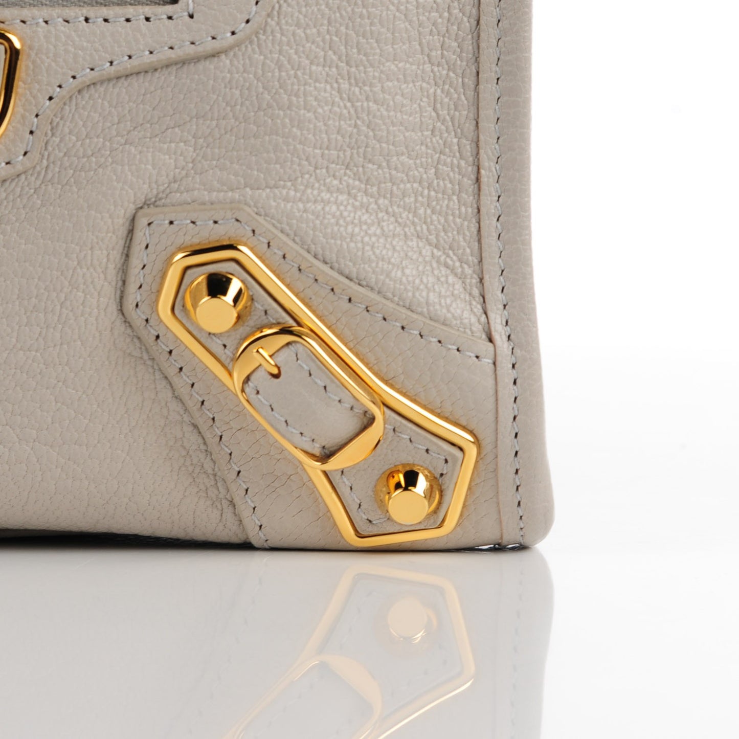 Chevre Gold Metallic Edge Hardware Mini City Gris Clair Gris Perle