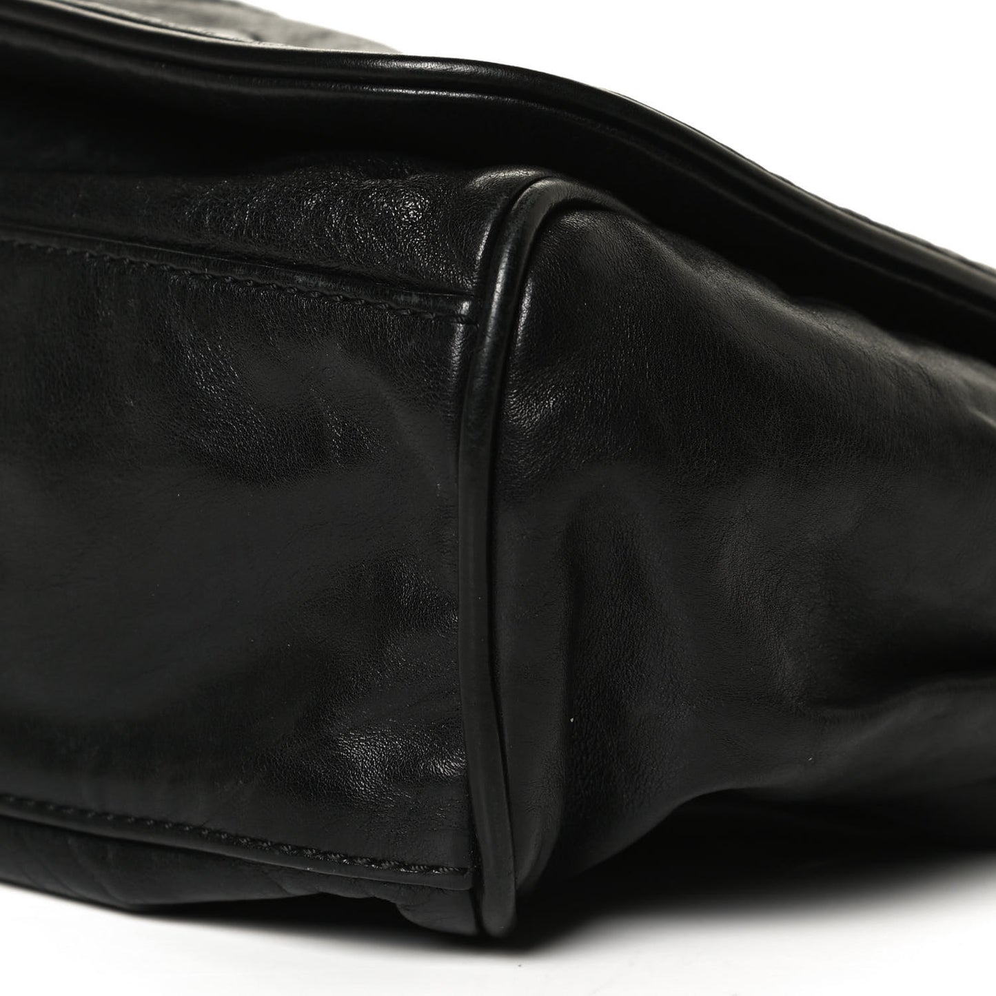 Calfskin Large Rock and Chain Flap Black