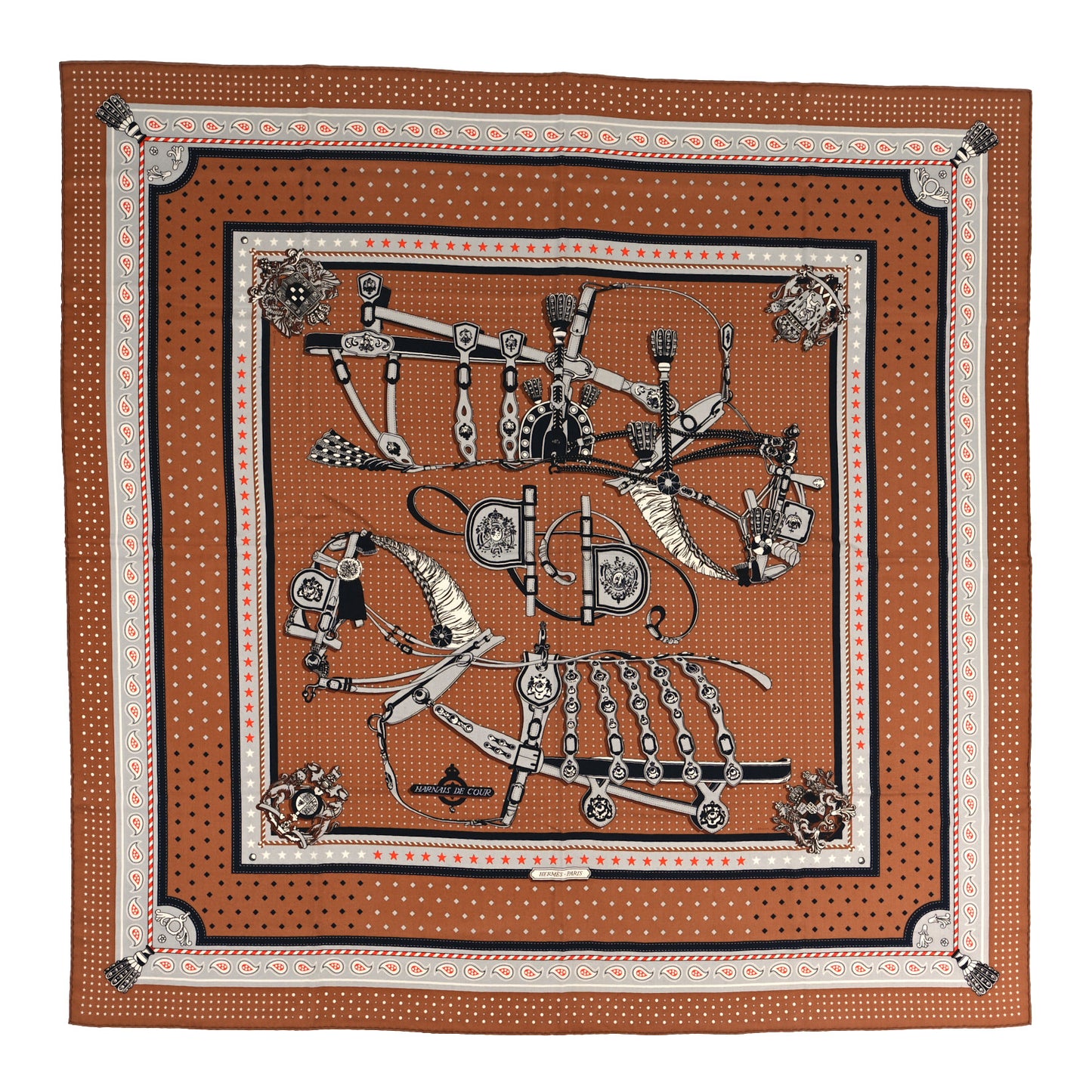 Silk Harnais De Cour Bandana Shawl 140 Noisette Gris Perle