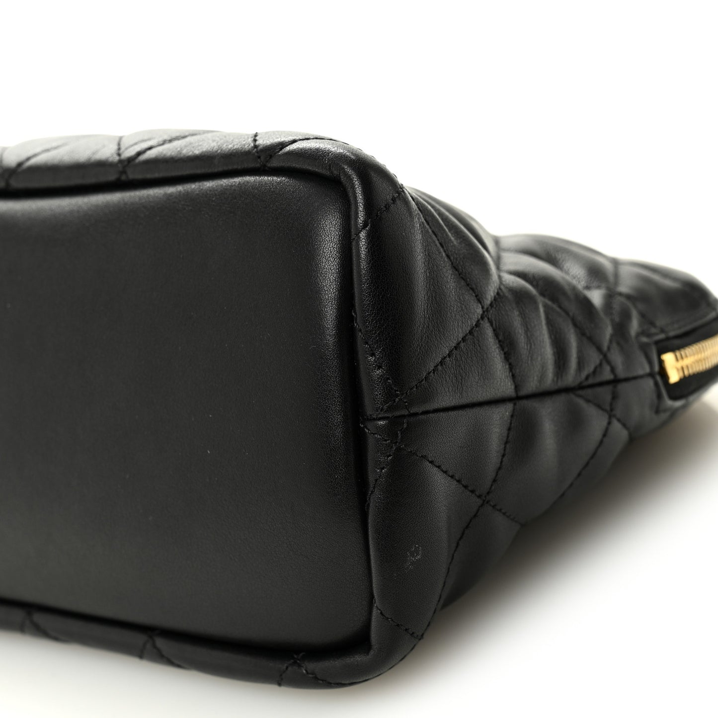 Calfskin Quilted Embroidered Cassandre Large Cosmetic Pouch Black