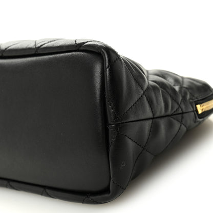 Saint Laurent Calfskin Quilted Embroidered Cassandre Large Cosmetic Pouch Black 9 of 10