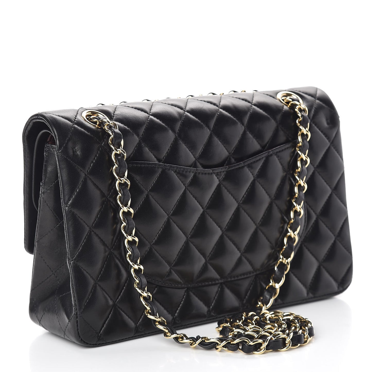 Lambskin Quilted Medium Double Flap Black