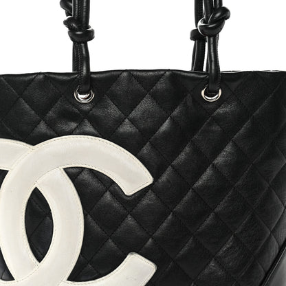 Chanel Calfskin Quilted Medium Cambon Tote Black White 8 of 15