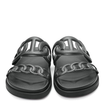 Hermes Nappa Extra Sandals 38 Black 3 of 10